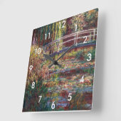 Claude Monet - Water Lily Pond, Pink Harmony Quadratische Wanduhr (Winkel)