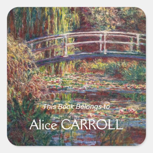 Claude Monet - Water Lily Pond, Pink Harmony Quadratischer Aufkleber (Vorderseite)