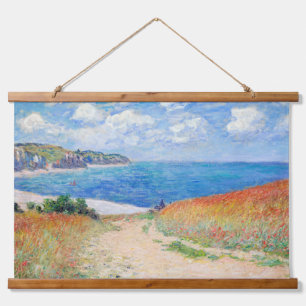 Claude Monet - Weg in den Weizenfeldern bei Pourvi Wandteppich Mit Holzrahmen