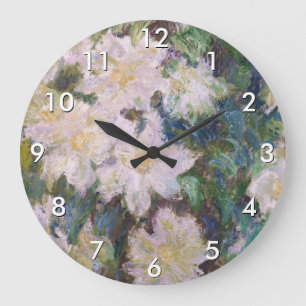 Claude Monet - Weiße Klematis Große Wanduhr