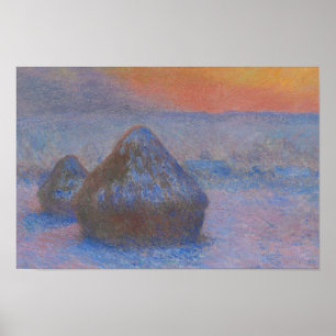 Claude Monet - Weißstapel - Sonnenuntergang, Schne Poster