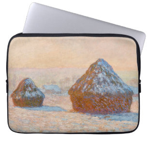 Claude Monet - Weizenscheunen, Schneeeffekt, Morge Laptopschutzhülle