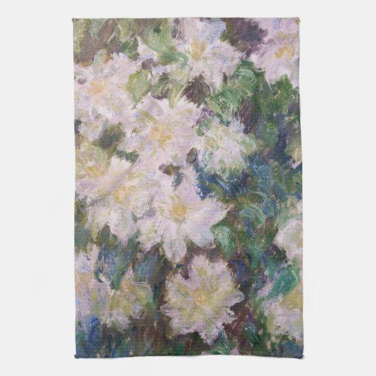 Claude Monet - White Clematis Geschirrtuch (Vertikal)
