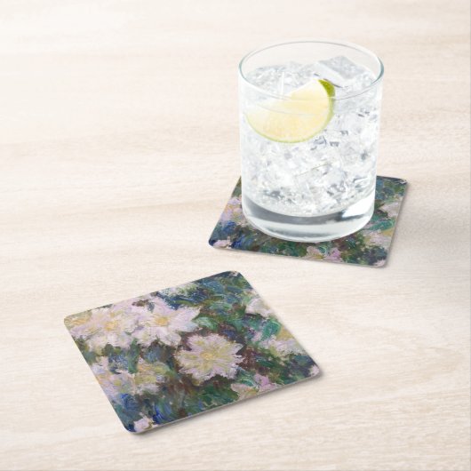 Claude Monet - White Clematis Rechteckiger Pappuntersetzer (Vor Ort)