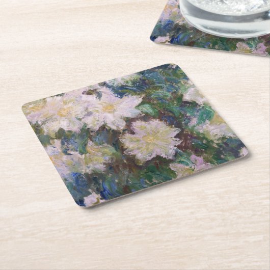 Claude Monet - White Clematis Rechteckiger Pappuntersetzer (angewinkelt)