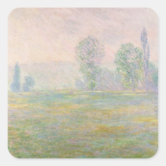 Claude Monet | Wiesen in Giverny, 1888 Quadratischer Aufkleber (Vorderseite)