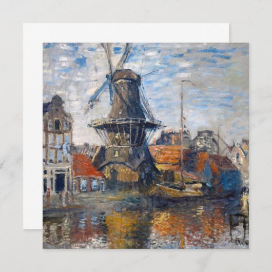 Claude Monet - Windmill, Amsterdam Dankeskarte (Vorne/Hinten)