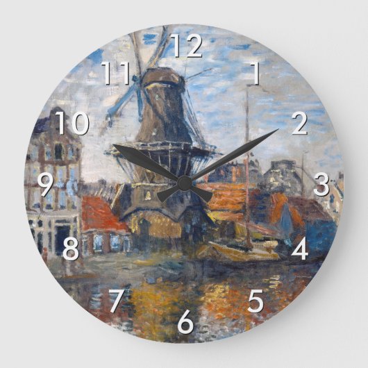 Claude Monet - Windmill, Amsterdam Große Wanduhr (Vorderseite)