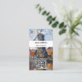 Claude Monet - Windmill, Amsterdam - QR-Code Visitenkarte (Stehend Vorderseite)