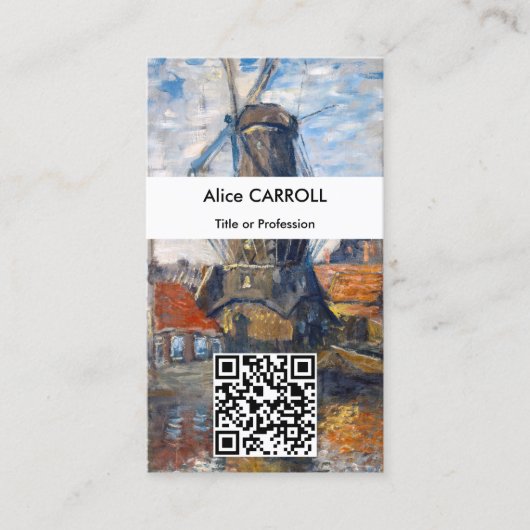 Claude Monet - Windmill, Amsterdam - QR-Code Visitenkarte (Vorderseite)