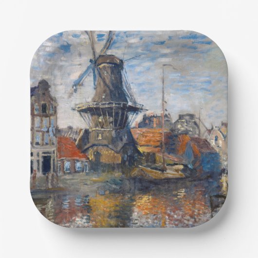 Claude Monet - Windmühle, Amsterdam Pappteller (Vorderseite)