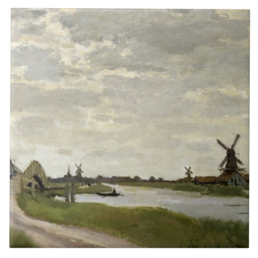 Claude Monet - Windmühlen bei Zaandam Fliese (Vorderseite)