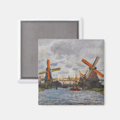 Claude Monet - Windmühlen bei Zaandam Magnet (Vorderseite/Rückseite)