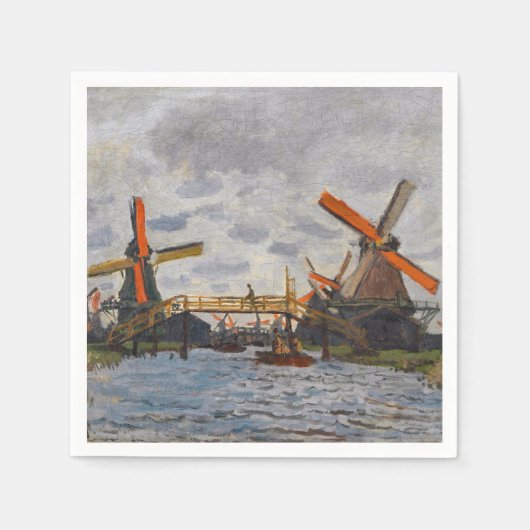 Claude Monet - Windmühlen bei Zaandam Serviette (Vorderseite)