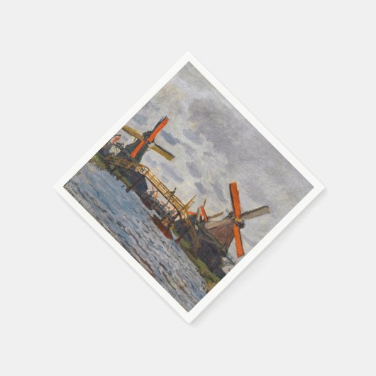 Claude Monet - Windmühlen bei Zaandam Serviette (Ecke)