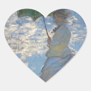 Claude Monet Woman mit einem Parasol 1875 Herz-Aufkleber