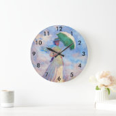 Claude Monet - Woman with a Parasol facing right Große Wanduhr (Zuhause)