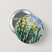 Claude Monet Yellow Irises und Malva 19 Button (Vorne & Hinten)