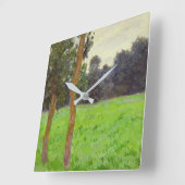 Claude Monet Zwei Bäume auf der Wiese Quadratische Wanduhr (Winkel)