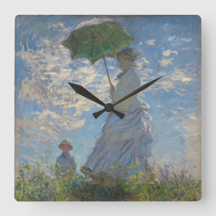 Claude Monets Frau mit einem Sonnenschirm (Der Spa Quadratische Wanduhr