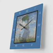 Claude Monets Frau mit Sonnenschirm (Der Spazierga Quadratische Wanduhr (Winkel)