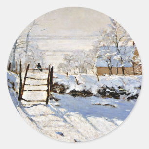 Claude Monets Gemälde The Magpie, Runder Aufkleber