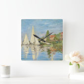 Claude Monets Regattas in Argenteuil (1872) Quadratische Wanduhr (Zuhause)