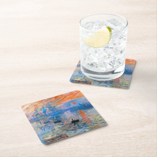 Claude Monets Sonnenaufgang Rechteckiger Pappuntersetzer (Vor Ort)