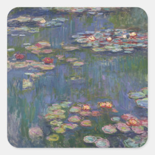Claude Monets Water Lilies Quadratischer Aufkleber