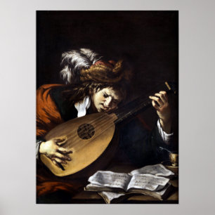Claude Vignon Der Lute-Spieler Poster