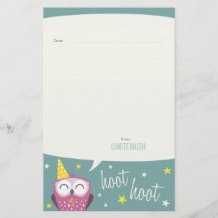 Claudette das Party-Eulen- gezeichnete Briefpapier