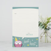 Claudette das Party-Eulen-| gezeichnete Briefpapier (Stehend Vorderseite)