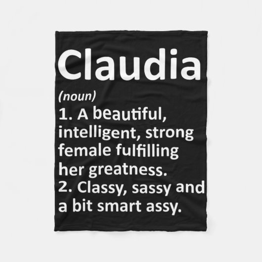 Claudia Definition Personalisierter Name Lustiges Fleecedecke (Vorderseite)