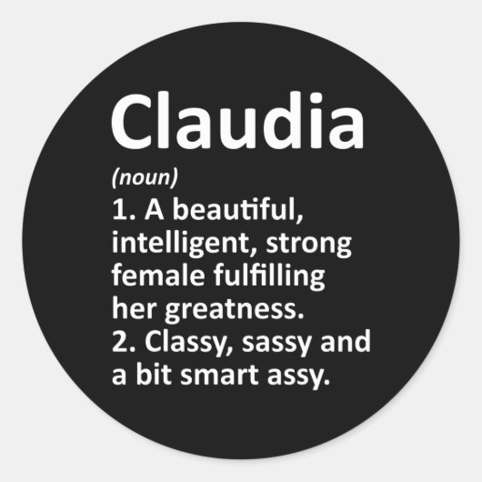 Claudia Definition Personalized Name Funny Christm Runder Aufkleber (Vorderseite)