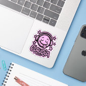 Claudia Doodle Emoji 3 Aufkleber (Laptop mit iPhone)