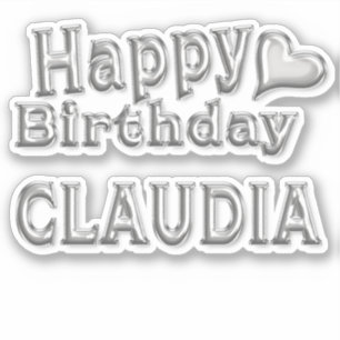 Claudia Happy Birthday silver Aufkleber Sticker