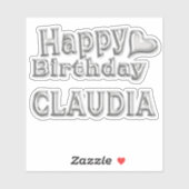 Claudia Happy Birthday silver Aufkleber Sticker (Blatt)