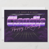 Claudia Name Vorname lila retro Karte Geburtstag (Vorderseite)