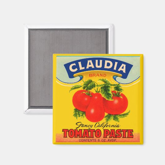 Claudia-Paste-Etikett aus den 30er Jahren Magnet (Vorderseite/Rückseite)