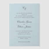 Claudia Powder Blue Elegante Wedding Pergament Einladungen (Vorderseite)