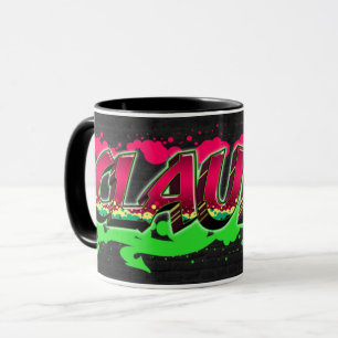 Claudia Vorname Name Graffiti red green Tasse