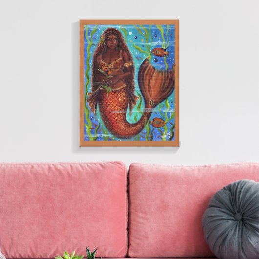 "Claudina", tropische Meerjungfrau-Kunst von Renee Leinwanddruck (Insitu (Wohnzimmer))