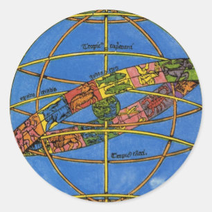 Claudius Ptolemäus Astronom, Vintage-Himmelsbild  Runder Aufkleber