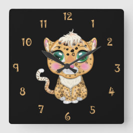Claudye The Cat Wall Clock Quadratische Wanduhr