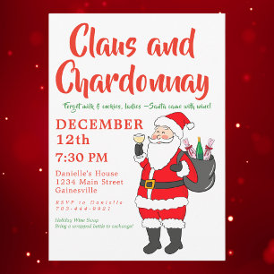 Claus & Chardonnay Damen-Weihnachtsfeier Feiertagskarte