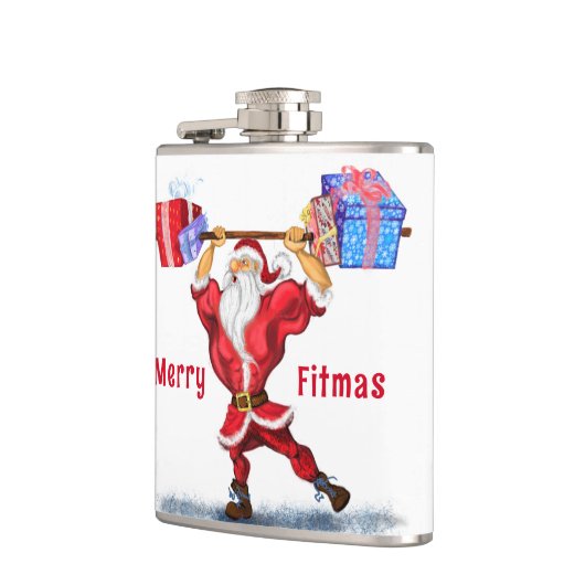 Claus mit Geschenk Funny Christmas Flask Flachmann (Links)