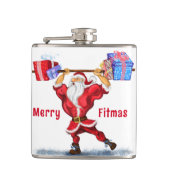 Claus mit Geschenk Funny Christmas Flask Flachmann (Vorderseite)