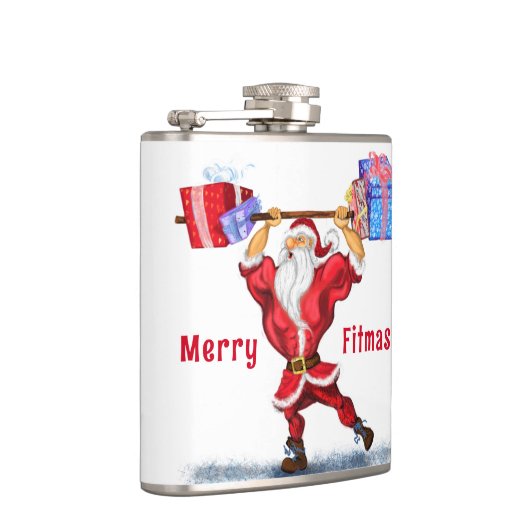 Claus mit Geschenk Funny Christmas Flask Flachmann (Rechts)