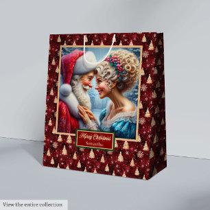 Claus-Paar-Wasserfarben-Vintage-Weihnachtsgeschenk Mittlere Geschenktüte