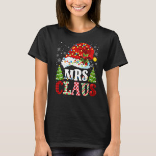 Claus Santa Lights Weihnachten Karierte Paare Rote T-Shirt
